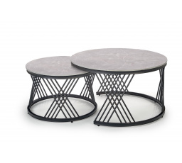 Konferenčný stolík FLAMINGO, efekt sivého mramoru / čierna