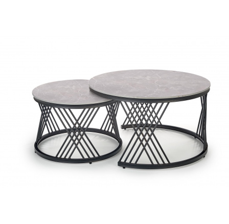 Konferenčný stolík FLAMINGO, efekt sivého mramoru / čierna