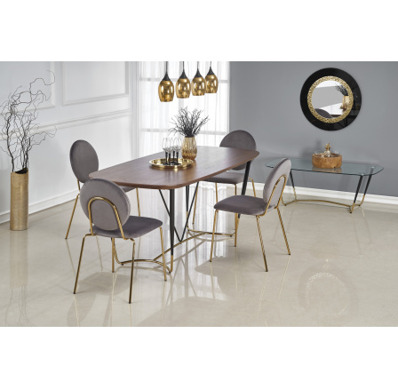 Jedálenský stôl MANCHESTER, orech/čierna/zlatá