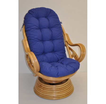 Ratanové hojdacie kreslo Swivel honey cushion modré zvýraznenia