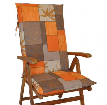 Vankúš pre záhradnú stoličku z teakového dreva UNI high - UNIKO orange leaf