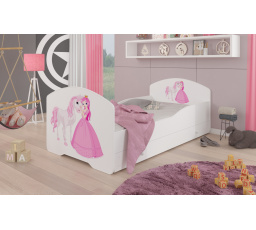 Posteľ s matracom a zásuvkou PEPE PRINCESS AND HORSE 140x70 Biela