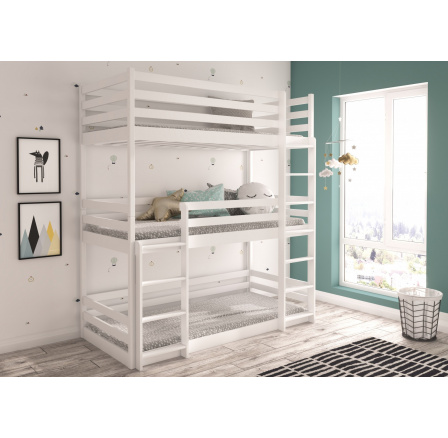 Trojposchodová posteľ TEDRO 180x80 Biela