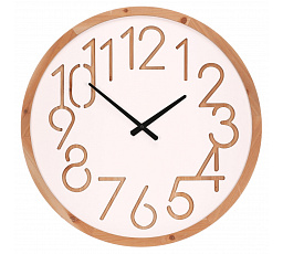 Hodiny nástěnné - pr. 60 cm, MDF a dřevěný rám, bílé