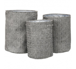 Koš na prádlo - polyester, šedý, sada 3 ks