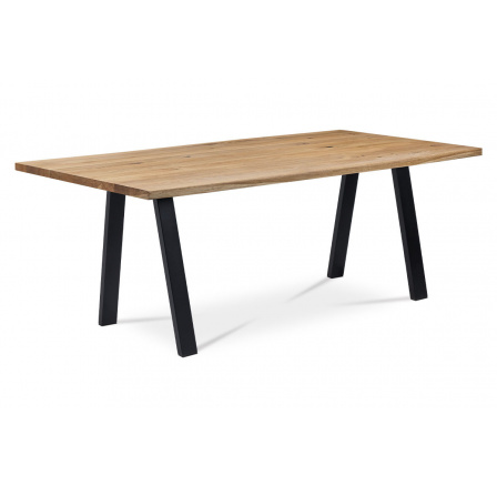 Jedálenský stôl 180x90x75 cm, dubový masív, olejová povrchová úprava, kovová podstava, predná časť