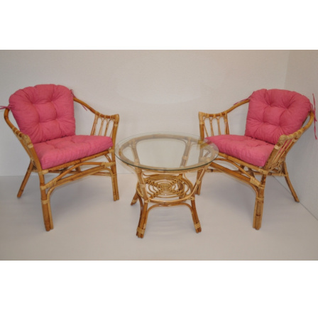 Ratanová sedacia súprava Subaliu - malinové odtiene