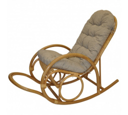 Ratanové hojdacie kreslo Jenaira medové polster tmavo béžový melír