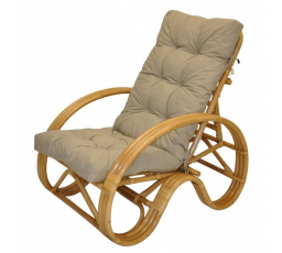 Ratanové kreslo polohovacie medové polster tmavo béžový melír