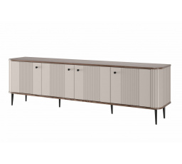 TV komoda Vesper 4D, kašmír / orech / čierne nohy