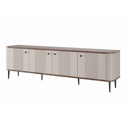 TV komoda Vesper 4D, kašmír / orech / čierne nohy