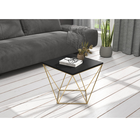 Konferenčný stolík DIANA 50x50 Zlatý+Čierny