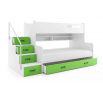 Detská poschodová posteľ MAX 3 Zelená bez matraca 120 X 200