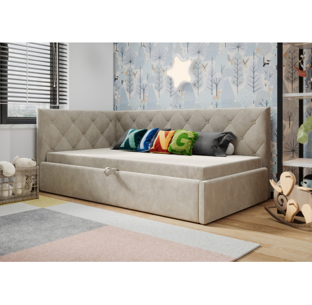 Posteľ ELZA - béžová - T13, Ľavá strana
