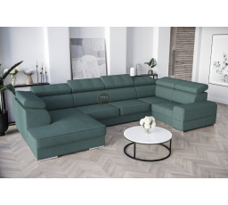 Rohová sedacia súprava ROYAL MAX I 210x375x185 - morská zelená, pravá