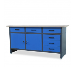 Dielenský stôl HENRY, 1700 x 850 x 600 mm, antracitovo-modrý