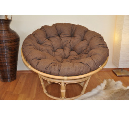 Ratanový papasan 115 cm medový - vankúš hnedý