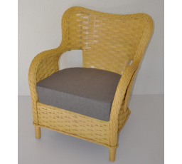 Ratanové kreslo Tokyo medové polster sivý melír