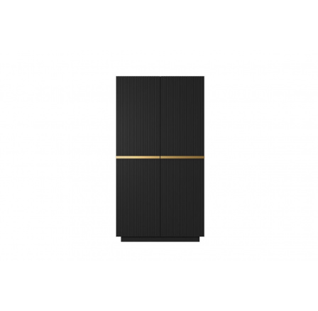 Šatní skriňa Nicole, čierny mat / zlaté úchyty