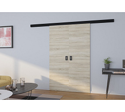 Dvojkrídlové posuvné dvere na stenu TOPPO 140 Sonoma+Čierna