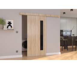 Posuvné dvere na stenu GELA 76 Sonoma+Black Lacobel