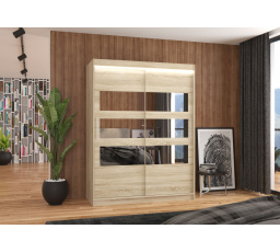 Posuvná skriňa so zrkadlom a LED osvetlením FLORENTO 150 Sonoma+Sonoma