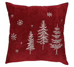 Polštář s výplní - vánoční, červený, polyester a nylon, 45 x 45 cm