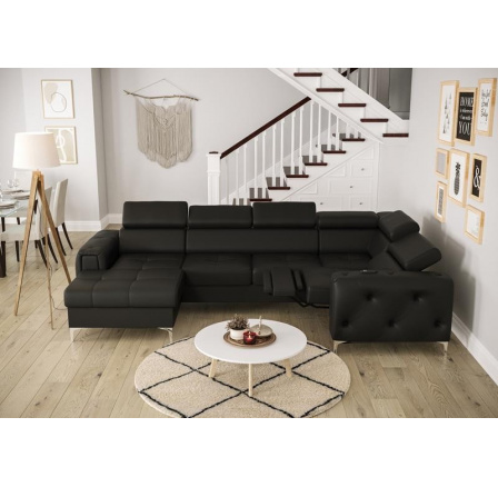 Rohová sedacia súprava ORION MAX III, relax s funkciou spania 165x320x190 prírodná koža - čierna koža, pravá Rohová sedacia súprava ORION MAX III, relax s funkciou spania 165x320x190 prírodná koža - čierna koža, pravá