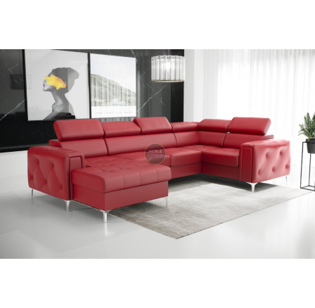 Rohová sedacia súprava ORION MAX III s funkciou spania 165x320x185 cm prírodná koža - červená koža, Pravá strana Rohová sedacia súprava ORION MAX III s funkciou spania 165x320x185 cm prírodná koža - červená koža, Pravá strana