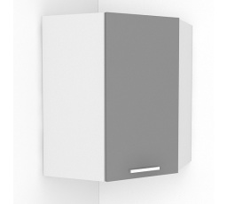 Rohová kuchynská skrinka NATANYA NG, Sivý lesk