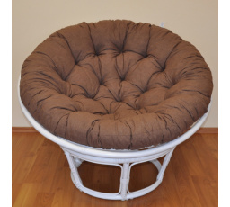 Ratanový papasan 100 cm biely, hnedé odlesky