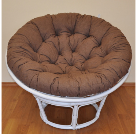 Ratanový papasan 100 cm biely, hnedé odlesky Ratanový papasan 100 cm biely, hnedé odlesky