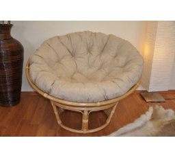 Ratanový papasan 115 cm medový - vankúš béžový