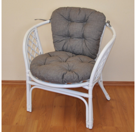 Ratanové kreslo Bahama biely vankúš sivé zvýraznenia Ratanové kreslo Bahama biely vankúš sivé zvýraznenia