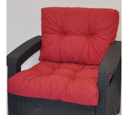 Poduška na kreslo z umelého ratanu - látka vínový melír