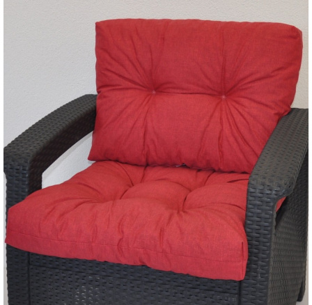 Poduška na kreslo z umelého ratanu - látka vínový melír