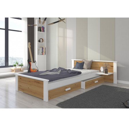 Posteľ ALDEX SHELF 180x80 Biela+Artisan