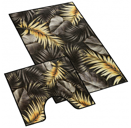 Kúpeľňová sada predložiek 3D 60x100+60x50cm Listy zlaté
