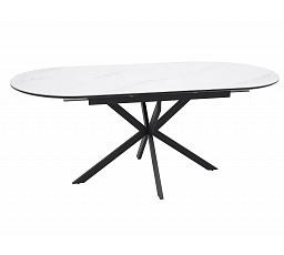 Jedálenský stôl GASTON 140, Keramická biela / Čierna