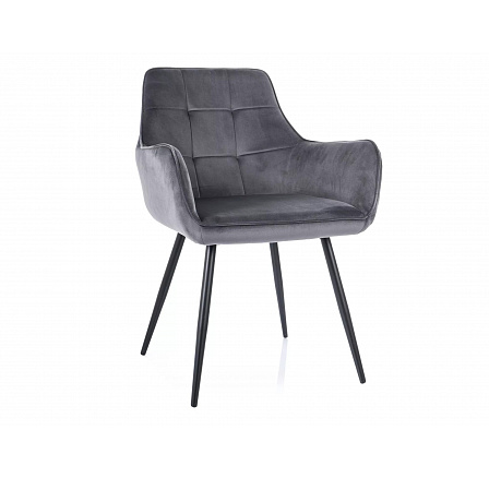 Jedálenská stolička LEMON VELVET, Sivý Bluvel 14/Čierna