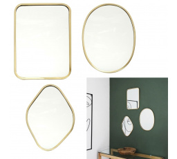 Sada 3 dekoratívnych zrkadiel Arcilla     zlatá
