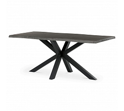 Stôl jedálenský, 180x90x75 cm, MDF doska, dekor sivý dub, kovová noha v tvare hviezdy, čierny lak