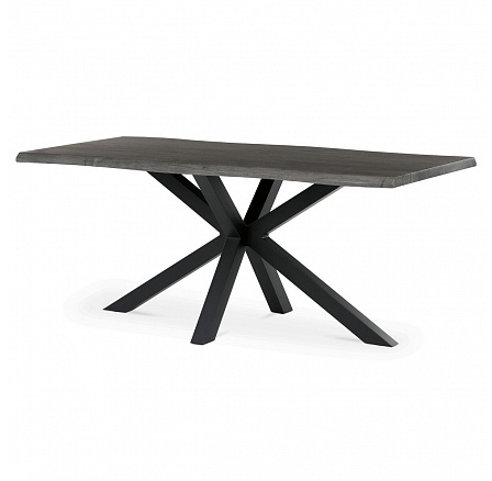 Stôl jedálenský, 180x90x75 cm, MDF doska, dekor sivý dub, kovová noha v tvare hviezdy, čierny lak