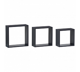 Nástenná polica, sada 3 kusov, MDF, matná sivá, balená v ochrannej fólii