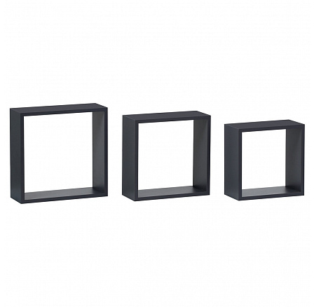 Nástenná polica, sada 3 kusov, MDF, matná sivá, balená v ochrannej fólii