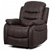 TV a relaxačné kreslo, manuálne polohovateľné, čalúnenie hnedá látka vo vintage dekore k
