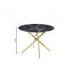 Stôl čierny mramor/zlatý 100x100 ST19-FX