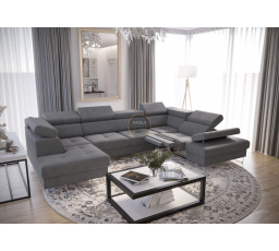 Rohová sedacia súprava GALAXY MAX II, relax s funkciou spania 215x350x170 - sivá, pravá
