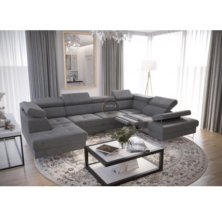 Rohová sedacia súprava GALAXY MAX II, relax s funkciou spania 215x350x170 - sivá, pravá Rohová sedacia súprava GALAXY MAX II, relax s funkciou spania 215x350x170 - sivá, pravá
