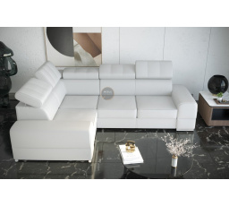 Rohová sedacia súprava ROYAL II 280×210 prírodná koža - biela koža, ľavá